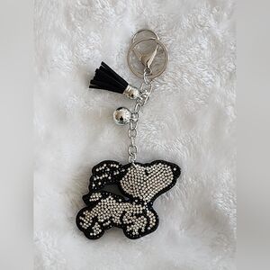 Snoopy Black and Silver Keychain with Tassel Bag Charm